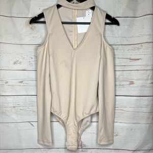 SEEK The Label • Bodysuit • Long Sleeve • Cold Shoulder • Tan • Medium